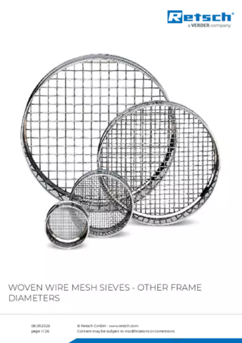 Product data sheet Mesh sieves other sizes