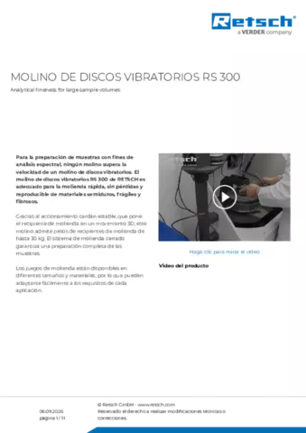 Hoja de datos del producto RS 300