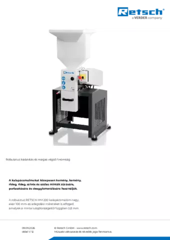 Termék adatlap HM 200