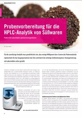 Probenvorbereitung für die HPLC Analytik von Süßwaren