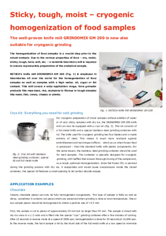 Sticky, tough, moist – cryogenic homogenization of food samples