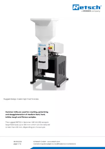 Product data sheet HM 200