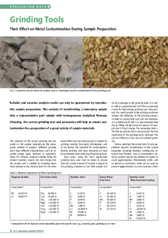 Grinding tools - their effect on metal contamination