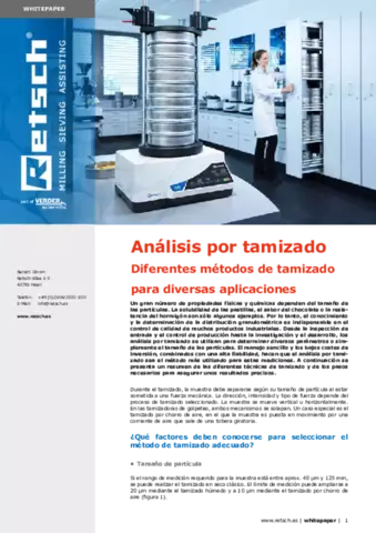 White Paper: Análisis por tamizado - diferentes métodos de tamizado para diversas aplicaciones