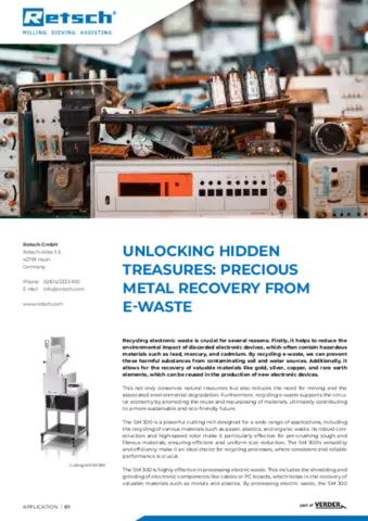Precious metal recovery from E-Waste