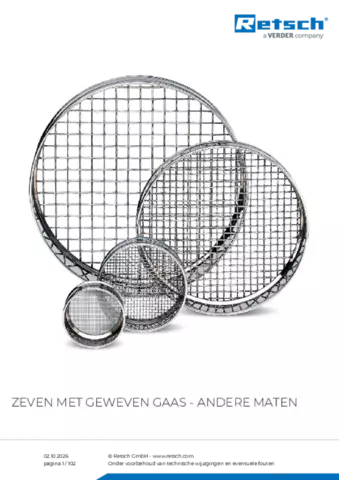 Productinformatieblad Mesh sieves other sizes
