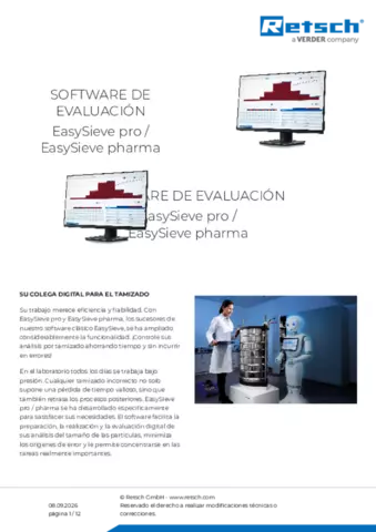 Hoja de datos del producto Easy Sieve