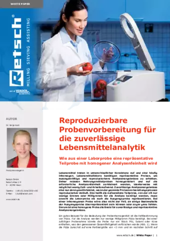 White Paper: Reproduzierbare Probenvorbereitung für die zuverlässige Lebensmittelanalytik