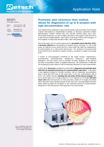 Prosthetic joint infections: New method allows for diagnostics of up to 8 samples with high documentation rate