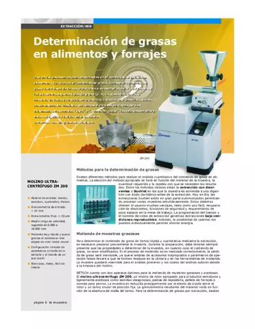 Determinación de grasas en alimentos y forrajes