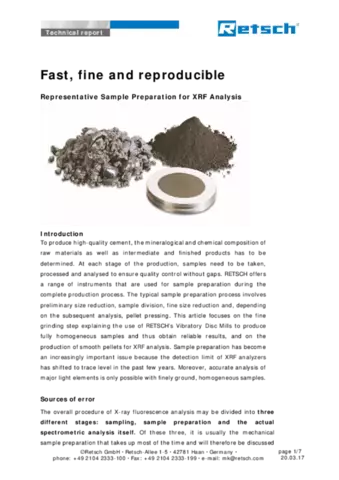 Fast, fine and reproducible - Sample Prep for XRF Analysis