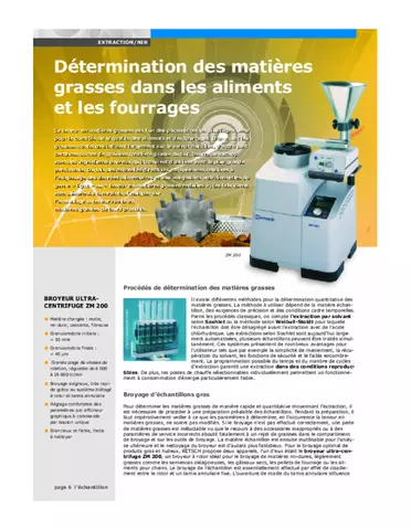 Détermination des matières grasses dans les aliments et les fourrages