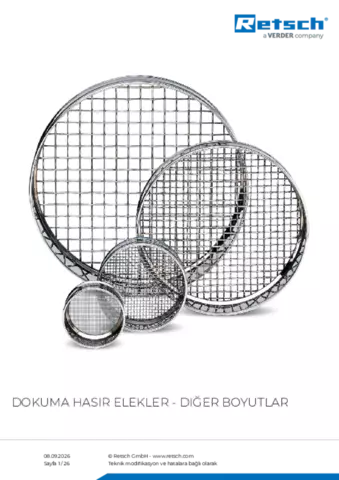 Ürün veri sayfası Mesh sieves other sizes