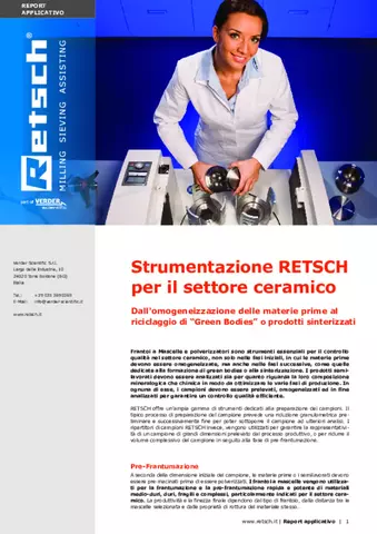 Strumentazione RETSCH per il settore ceramico