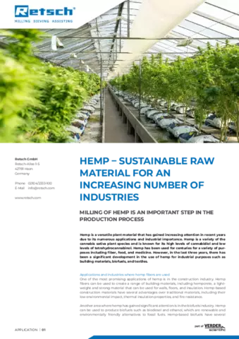 Hemp - Sustainable raw material for an increasing number of industries