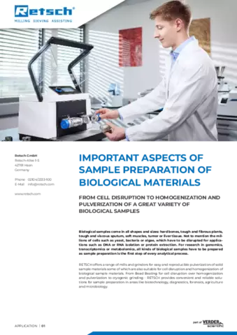 White Paper: Important Aspects of Sample Preparation of Biological Materials