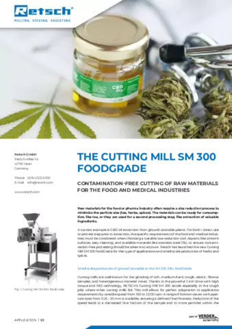 Contamination-free cutting of raw materials for the food and medical industries with the new SM 300 foodGrade