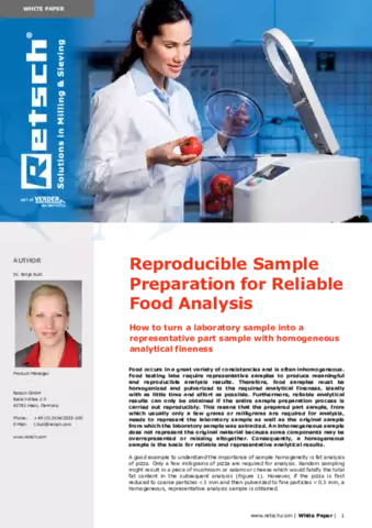 White Paper: Reproducible Sample Preparation for Reliable Food Analysis