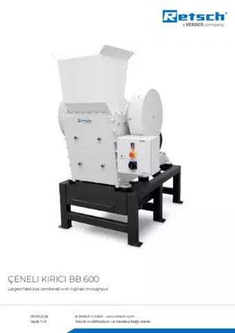 Ürün veri sayfası BB 600