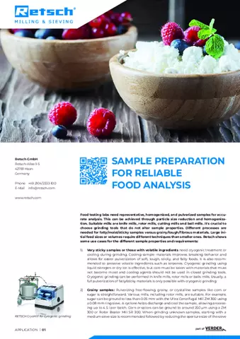 Sample preparation for food analysis