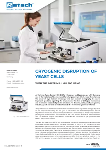 Cryogenic Disruption of Yeast Cells