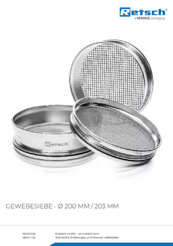 Produktdatenblatt Mesh sieves 200-203 mm