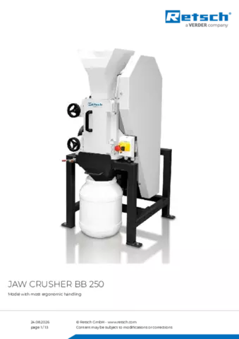 Product data sheet BB 250