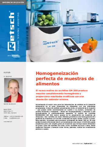 Homogeneización perfecta de muestras de alimentos