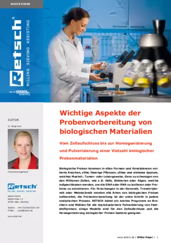 Wichtige Aspekte der Probenvorbereitung von biologischen Materialien