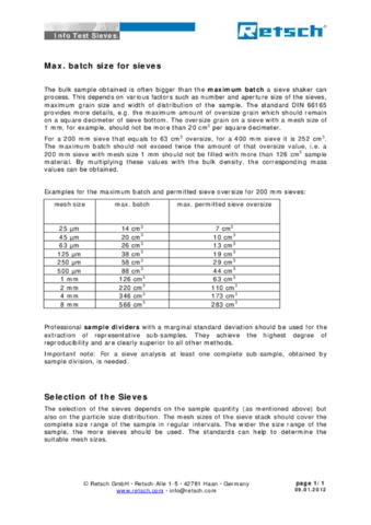 Info Test Sieve Charge