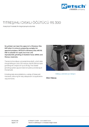 Ürün veri sayfası RS 300