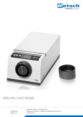 Hoja de datos del producto XRD McCrone Mill