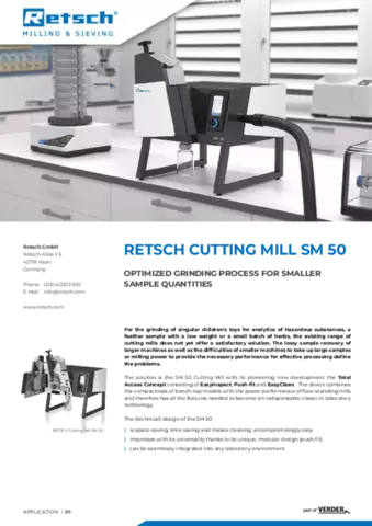 SM 50: Optimized Grinding Process for Smaller Sample Quantities