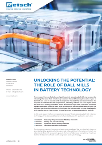 Unlocking the potential: The role of ball mills in battery technology