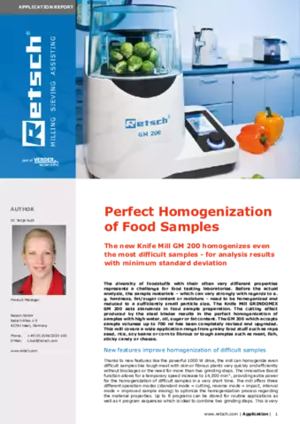 Food samples - perfect homogenization with the knife mill GRINDOMIX GM 200