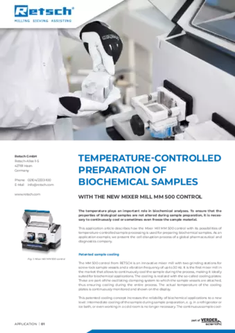 Temperature-controlled preparation of biochemical samples