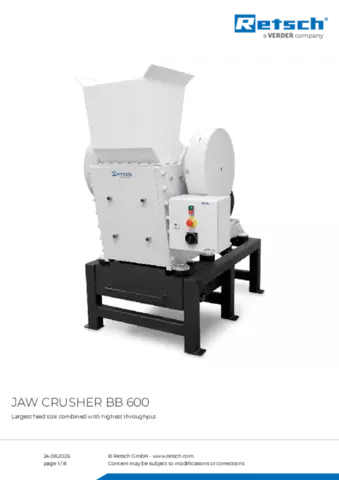 Product data sheet BB 600